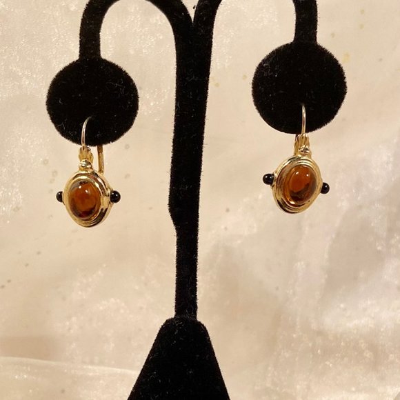 💖 Amber and Black Earrings /E32 - Picture 3 of 3